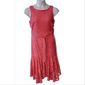 NWT Danny & Nicole Sleeveless Hot Pink Lace Dress ~sz 14